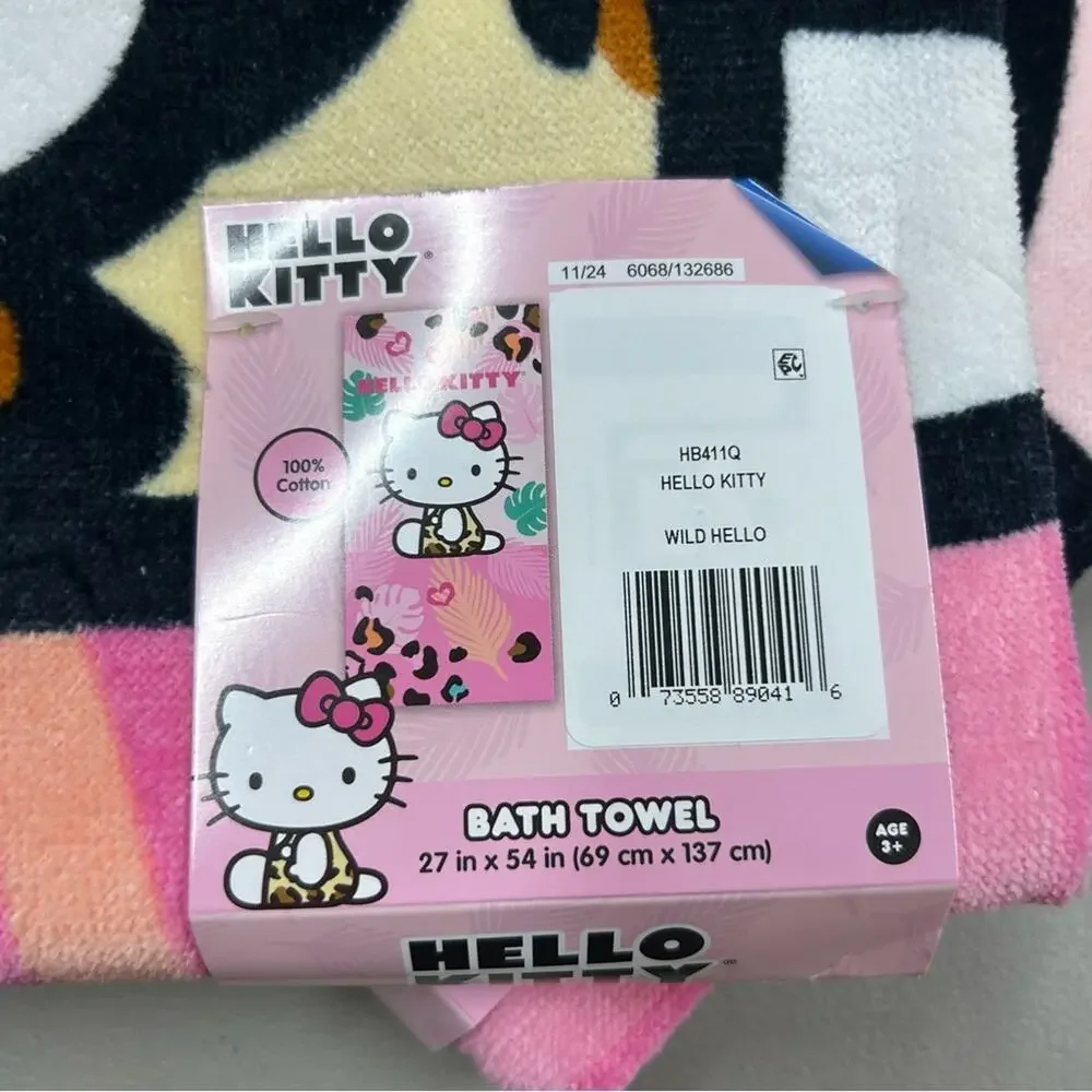 Hello Kitty Bathroom Shower Bath Set with Rug / Mat, 2 Towels, Loofah NWT Sanrio